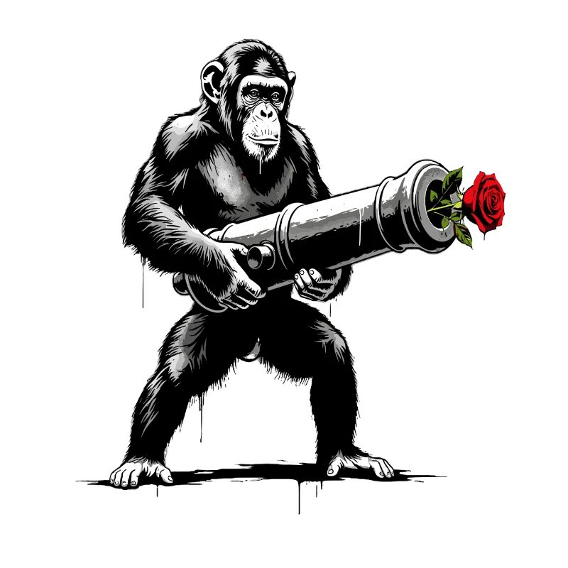 Peace Not War - Monkey with Rose Cannon