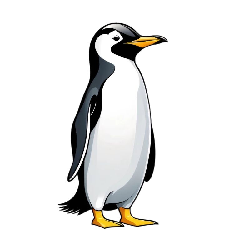 Illustration eines Pinguins mit freundlichem Blick