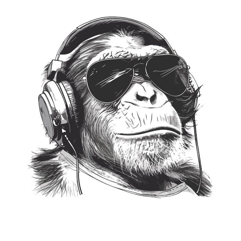 Affe DJ mit Kopfhörern