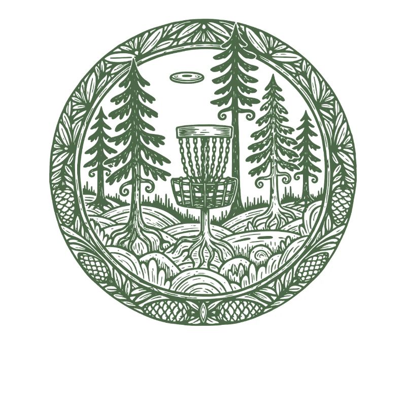 Forest Disc Golf Basket Flying Disc Course Scene