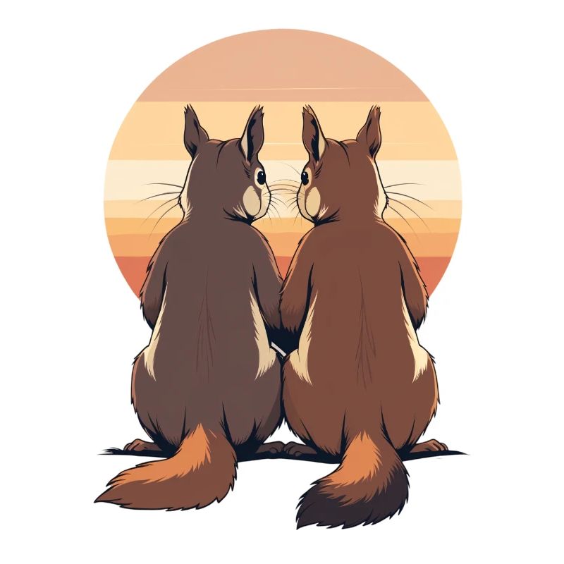 Two rabbits at sunset