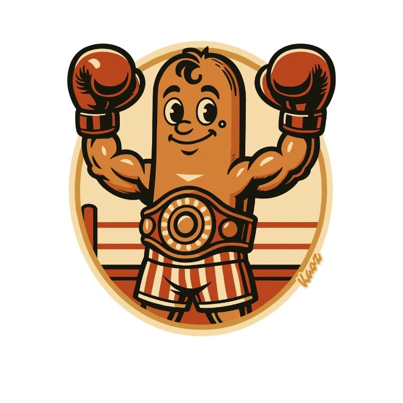 Boxende Boxer Wurst Figur mit Boxhandschuhen