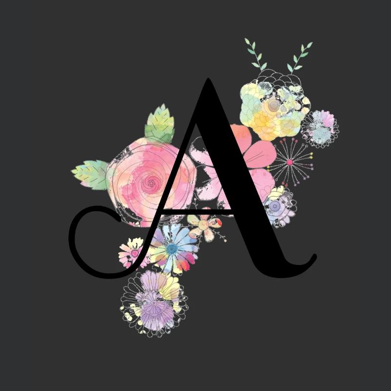 Monogramm Buchstabe A mit Pastellblüten