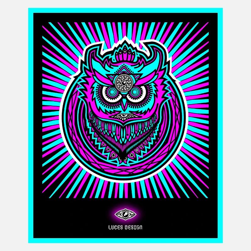 Neon Eule in strahlendem Neonblau