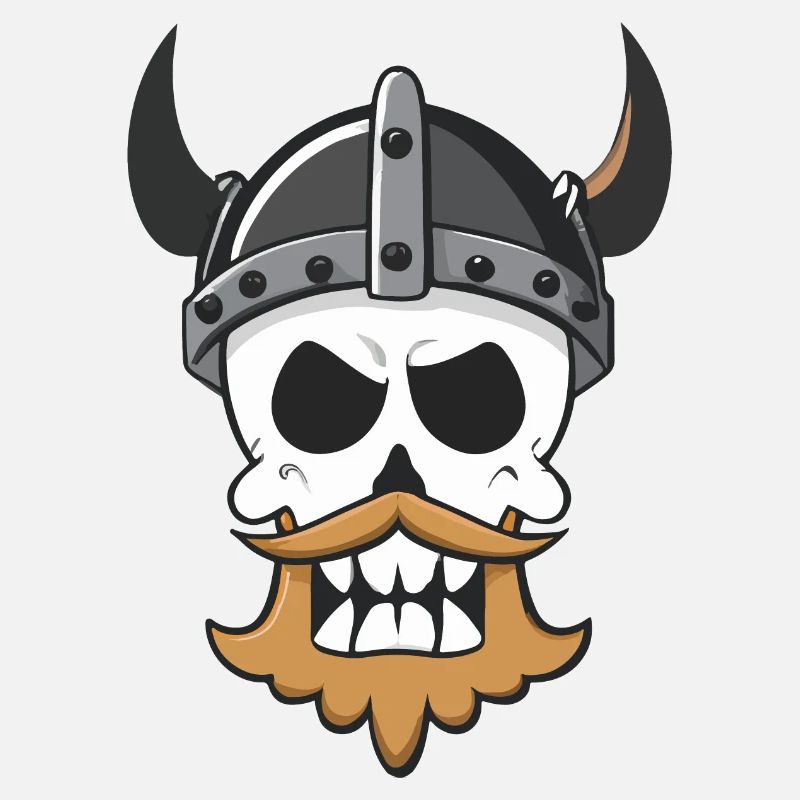 Wikinger Schädel mit Wikingerhelm und Bart