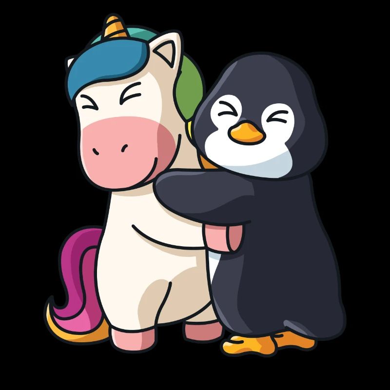 Unicorn Penguin cute Hug Cuddle Animals
