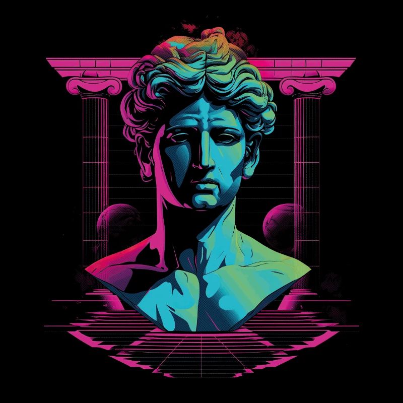 80's Classic Greek statue Synthwave