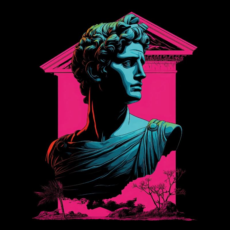 80's Classic Greek statue Synthwave