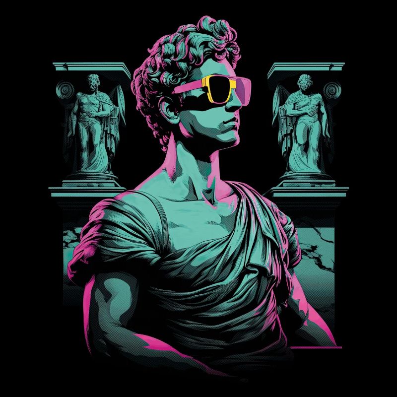 80's Classic Greek statue Synthwave
