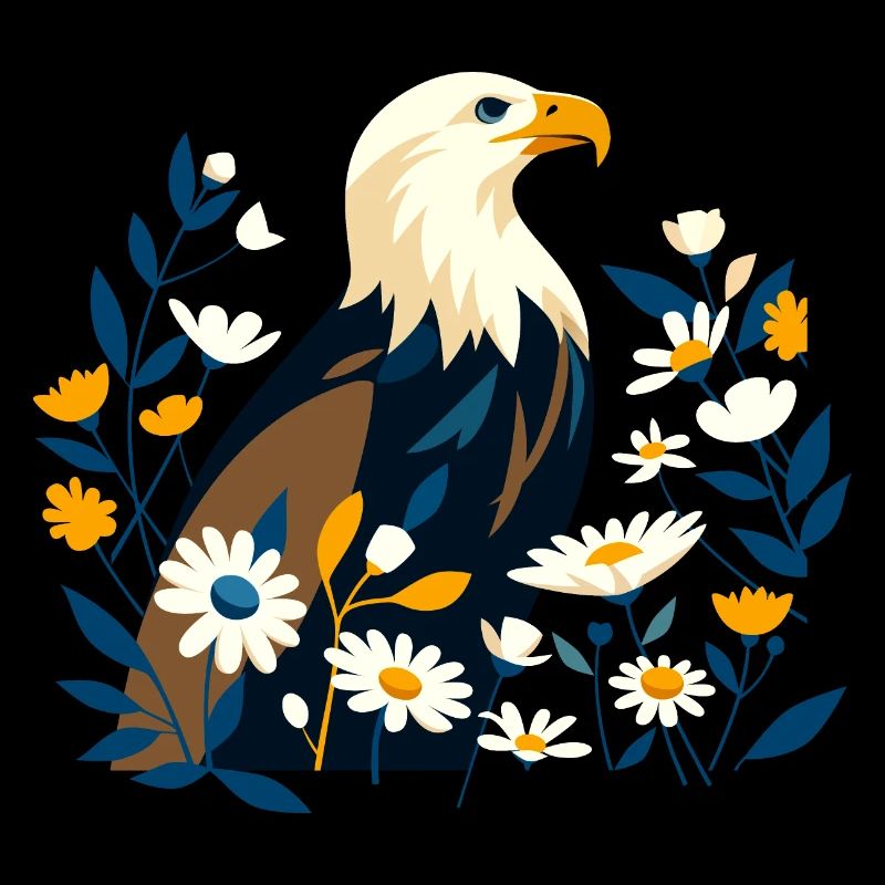 Aigle avec des fleurs