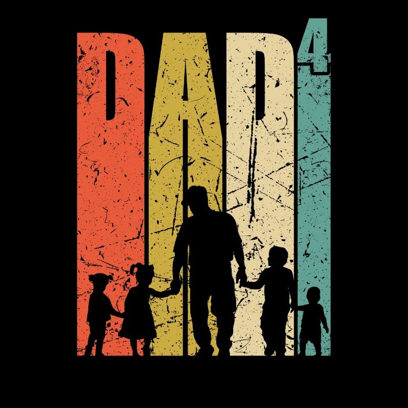 Dad hoch 4 Vater 4 Kinder vierfacher Papa Geschenk