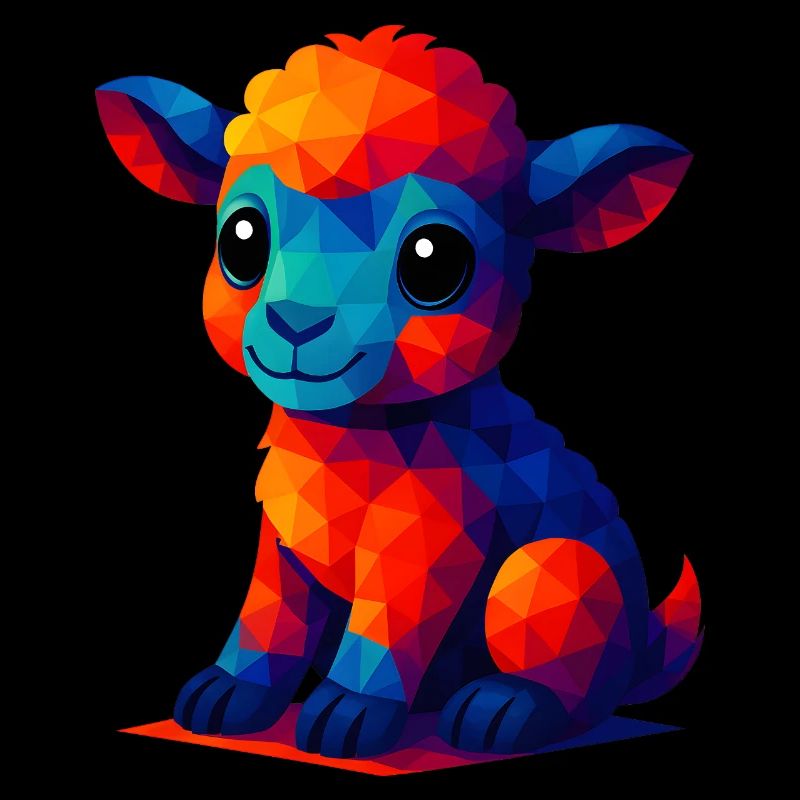 WPAP Polygon Kawaii Style Baby Sheep Lamb