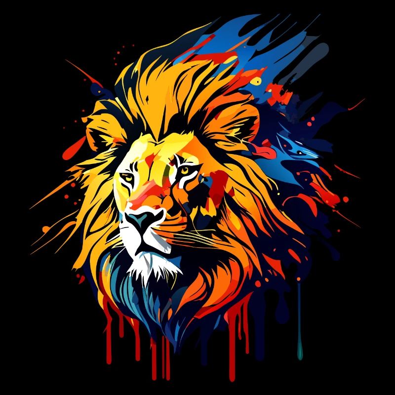 Lion's head with mane, colored