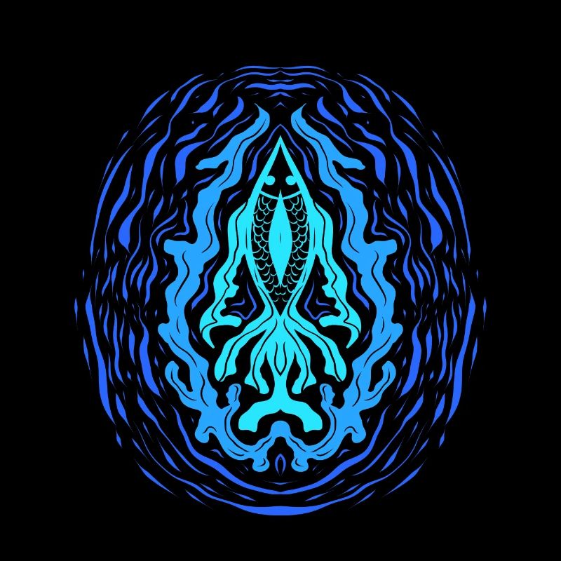 "AQUA" ~ Psychedelic Fish Pattern