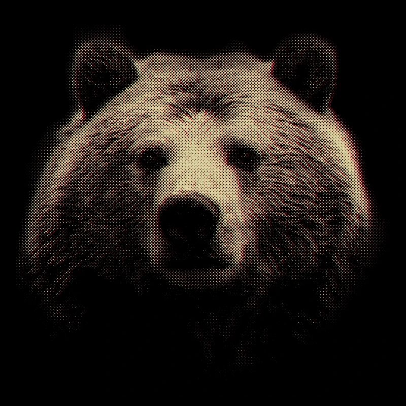 Red Halftone Bear Head