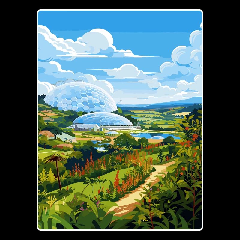 Eden Project Angleterre Affiche de voyage Souvenir WPA