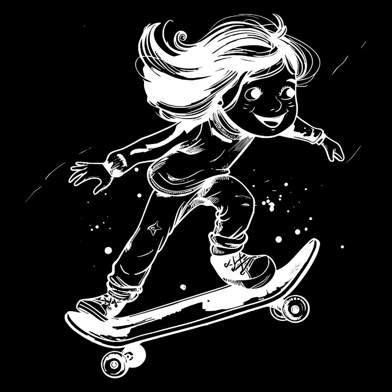 Skateboarding Mädchen Zeichnung