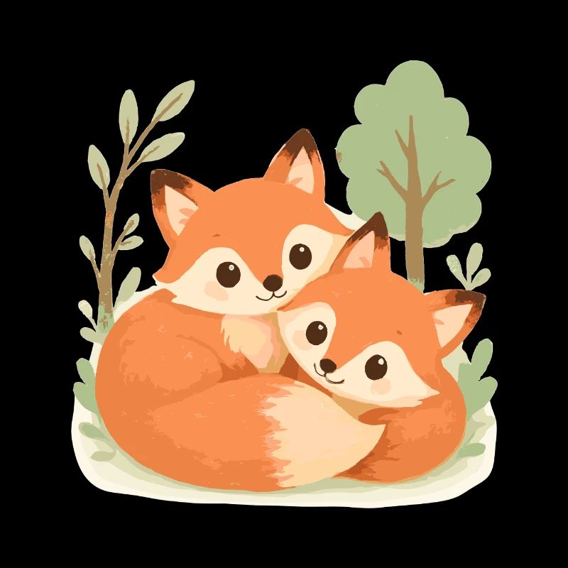 Couple de renards mignons dans la forêt