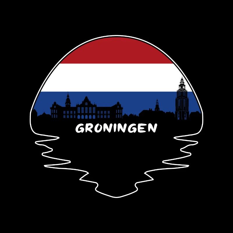 Groningue Pays-Bas Drapeau Skyline Silhouette Trav