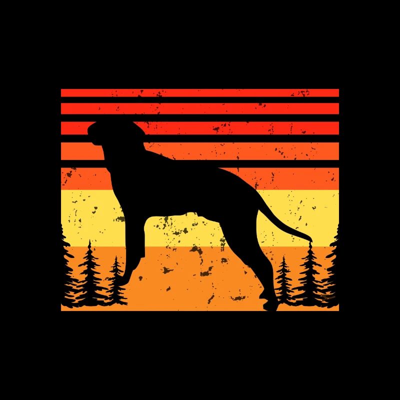 Braque Saint Germain Dog Silhouette Retro Sunset