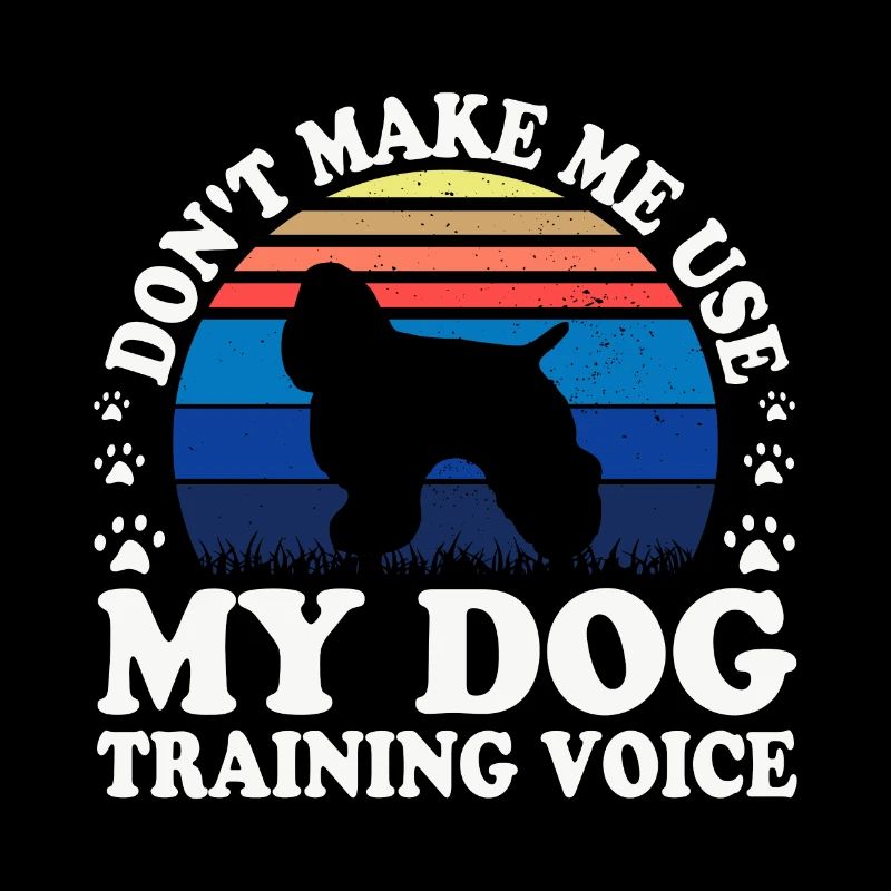 American Cocker Spaniel Dog Silhouette Retro Sun