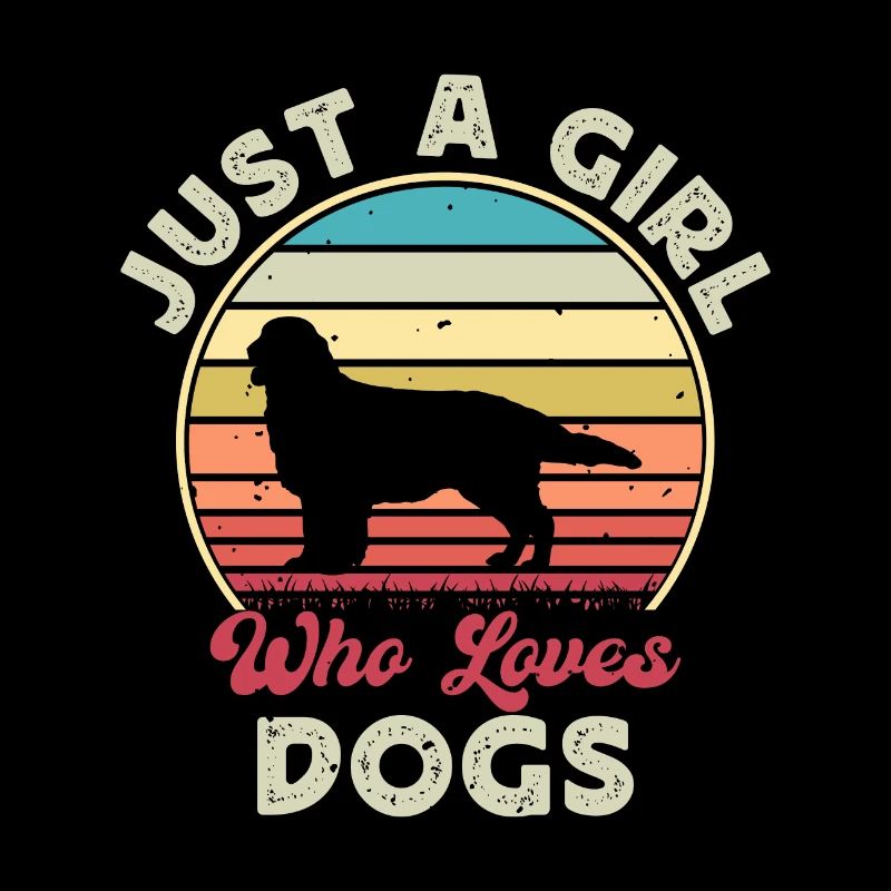Flat Coated Retriever Hund Silhouette Retro Sunset
