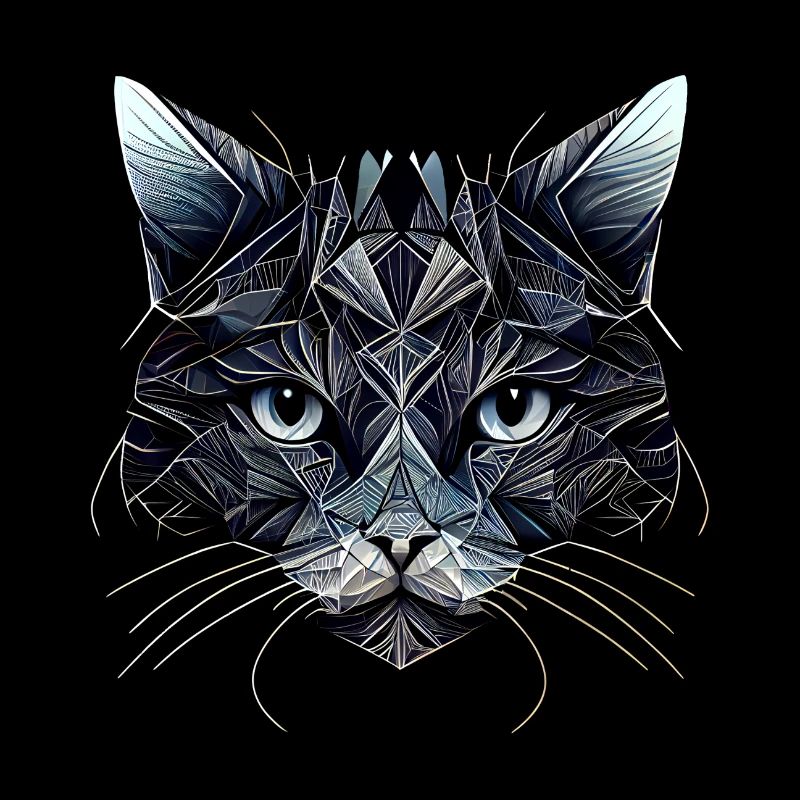 Black cat face with geometric patterns