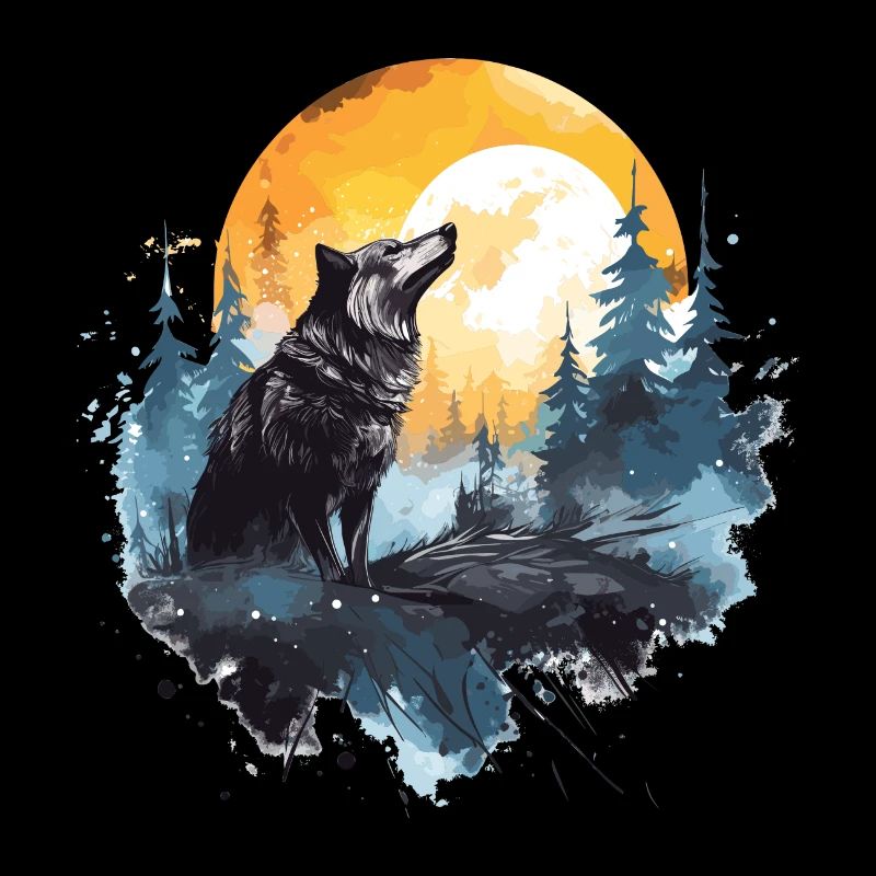 loup aquarelle