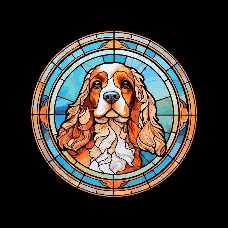 American Cocker Spaniel chien race vitrail Co