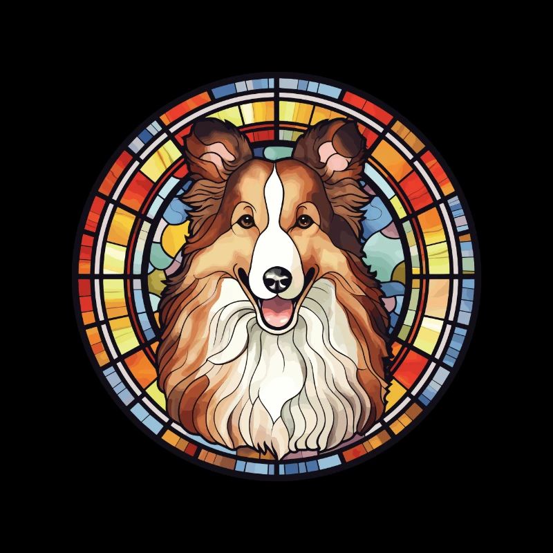 Sheltie Hunderasse Buntes Glas Buntes Wassercolo