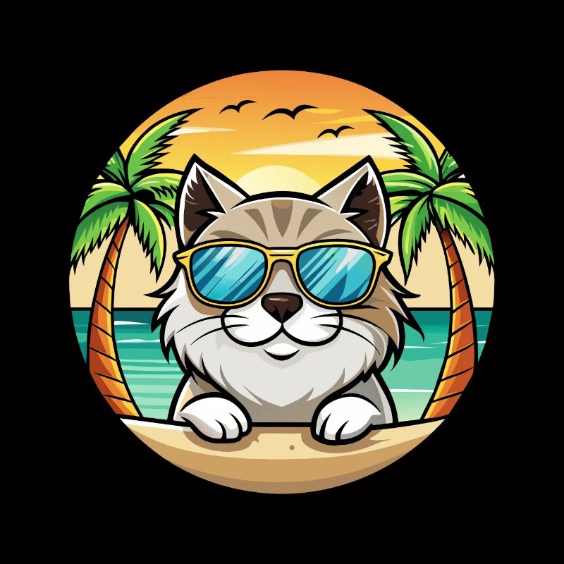 Himalayan Cat Breed Cartoon Sunglasses Beach