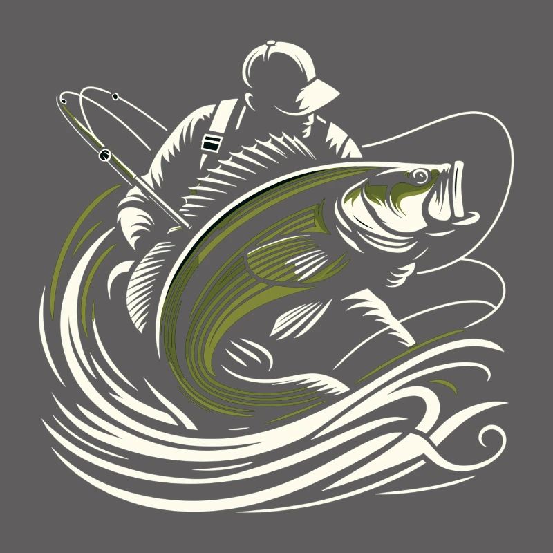 Pêche pêcheur perche poisson géant vert olive cadeau