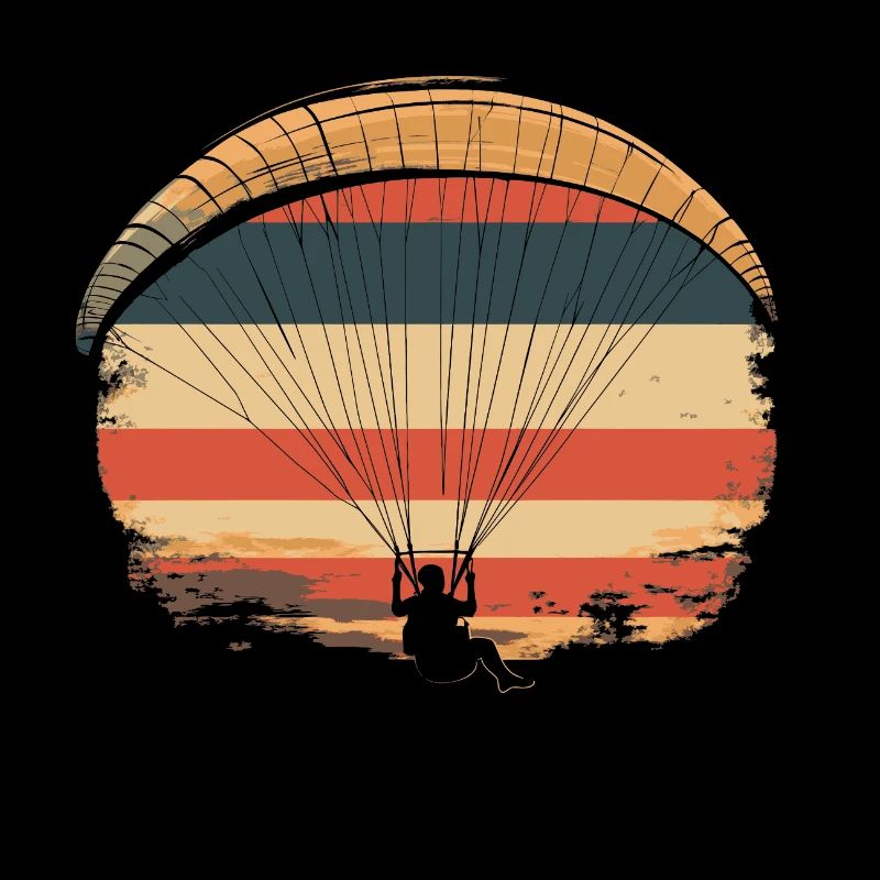 Paragliding vintage sunset
