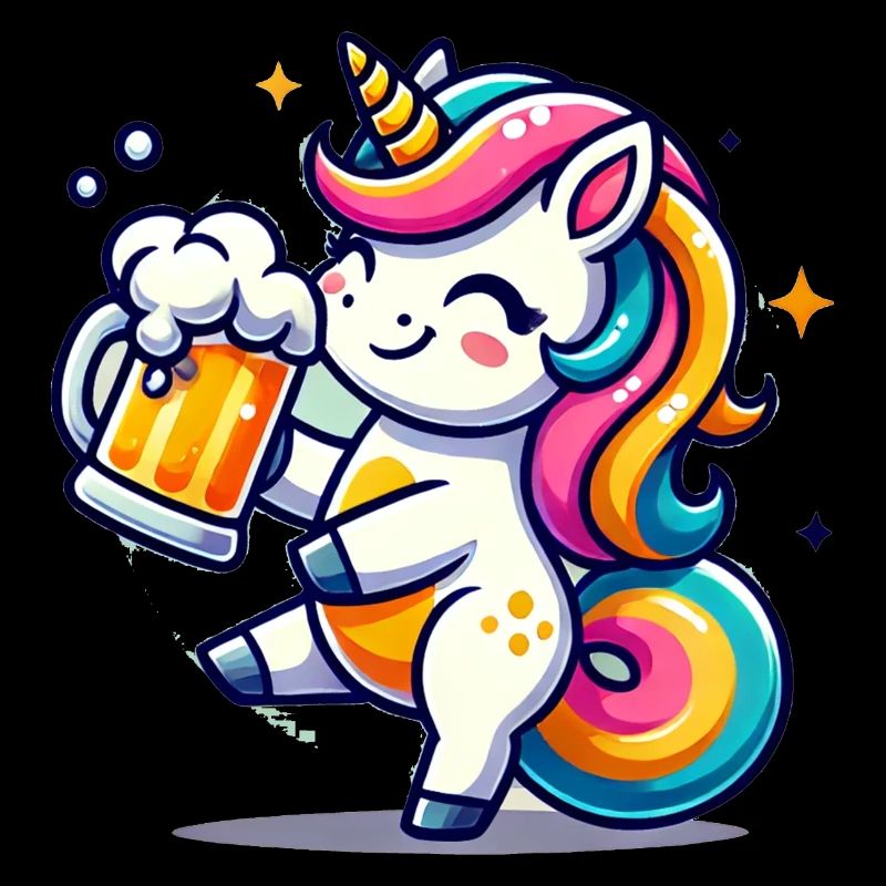 Cute Unicorn Drinking Beer