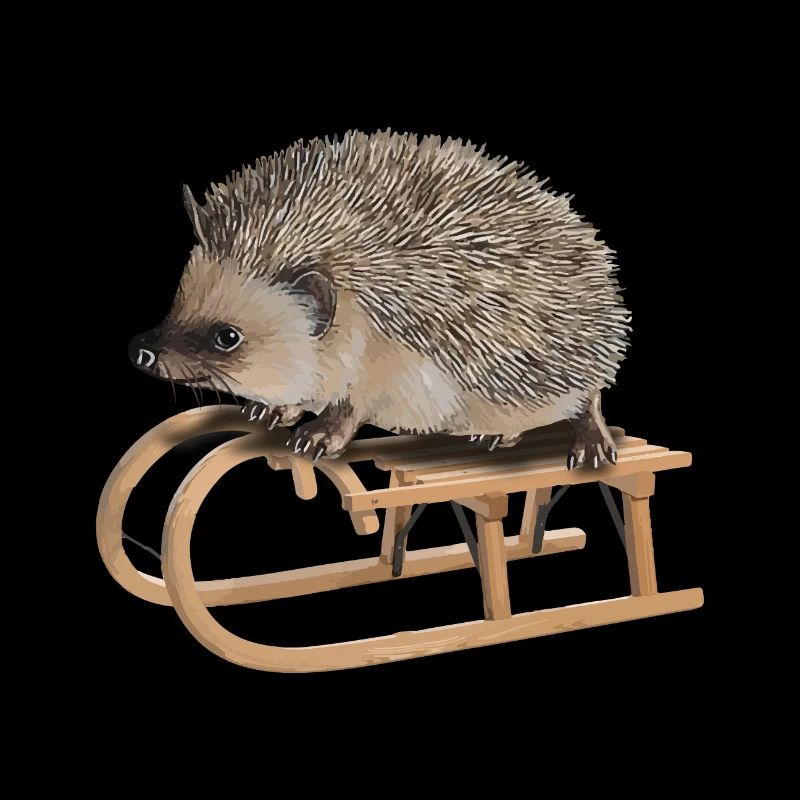 cooler Igel beim Schlittenfahren | Winter Geschenk