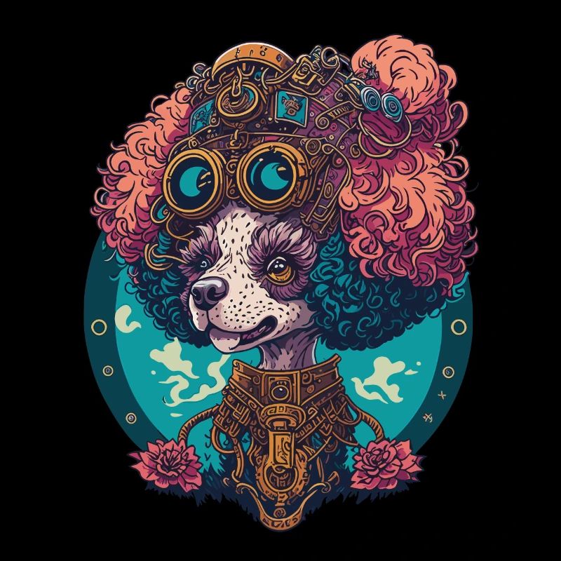 Steampunk caniche esthétique chien Design