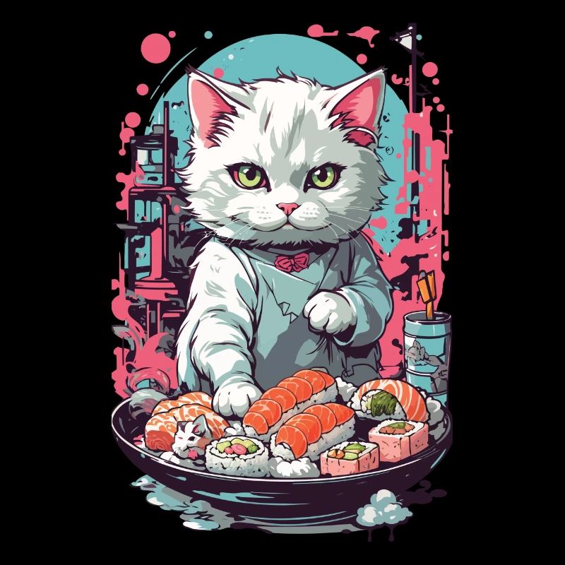 Gothic Pastel Sushi Cat Aesthetic Style