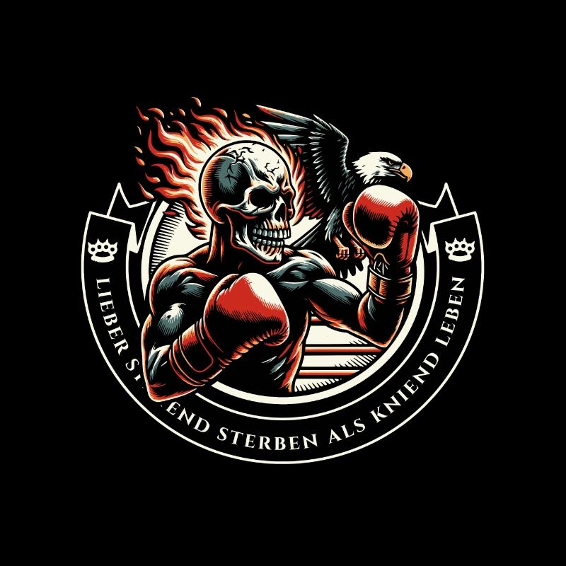 Boxing Skeleton Viking Warrior Tee