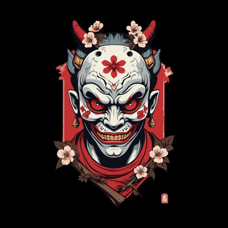 Oni Masque Démon Samouraï Japonais
