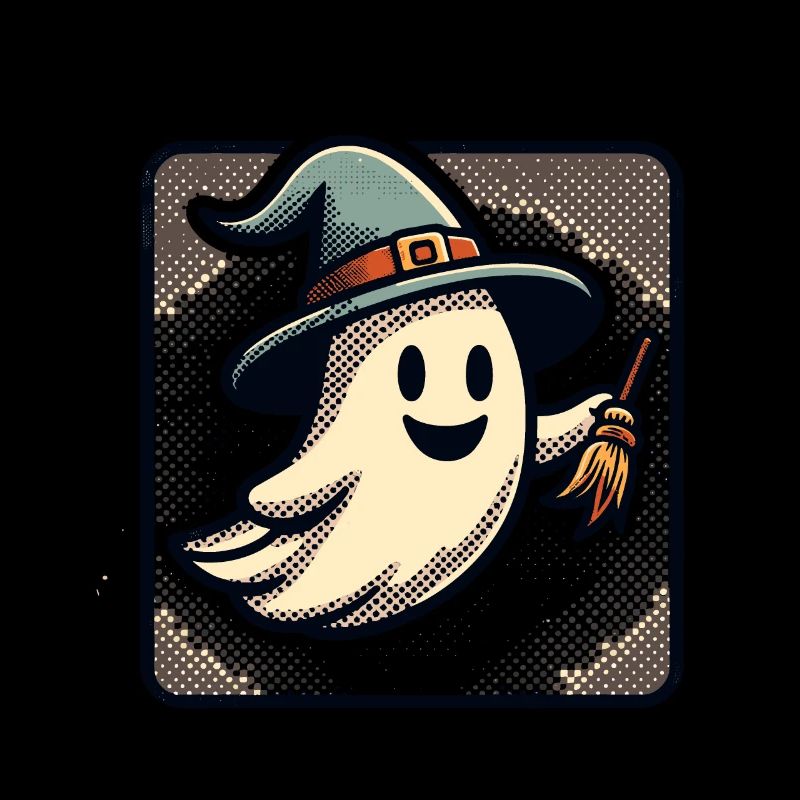 Funny Witch Ghost Witches Broom Halloween Party