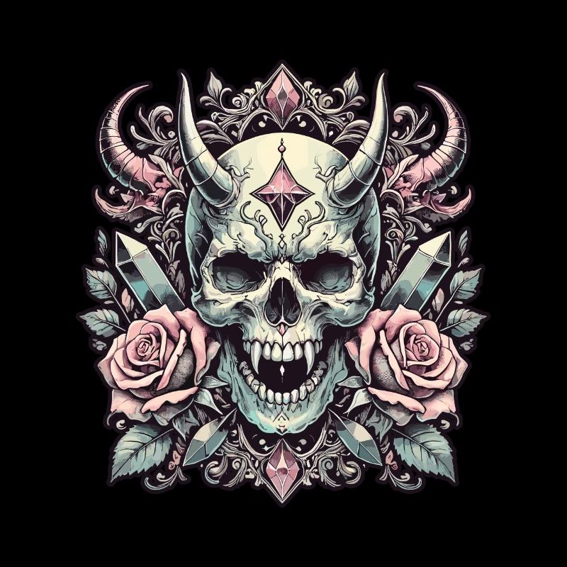Pastel Goth Aesthetic Düsteres Skull Design
