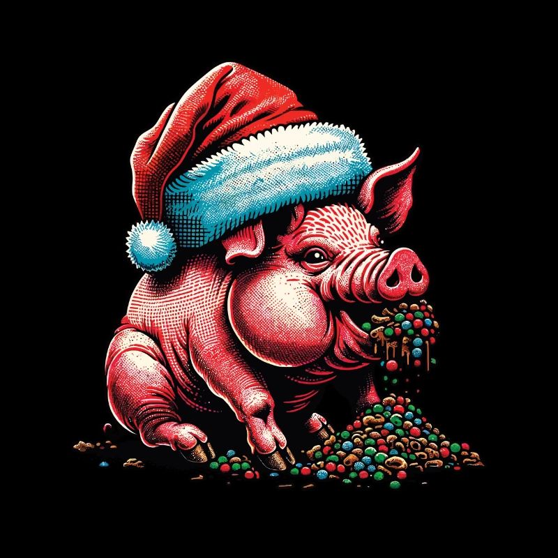 Cochon de Noël avec chapeau