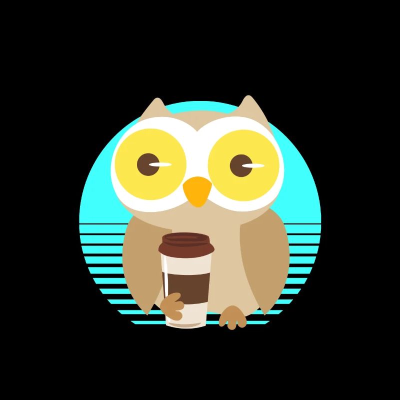 Coffee owl owl tired drinking funny