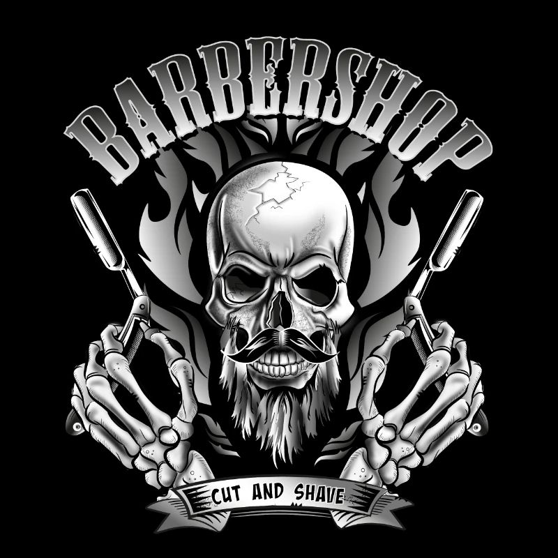 Barbershop Totenkopf oder Schädel mit Glatze