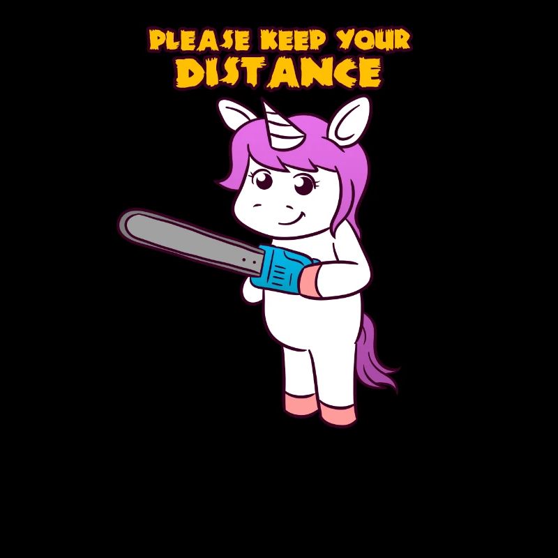 Please Keep Your Distance Horror Cute Unicorn