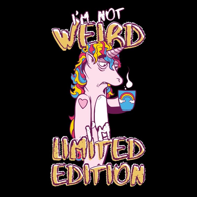 Cartoon Einhorn mit Kaffeetasse - Limited Edition