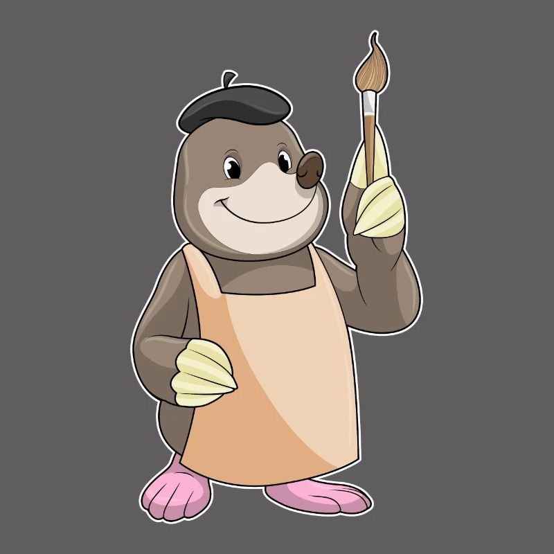 Mole as a painter with a brush