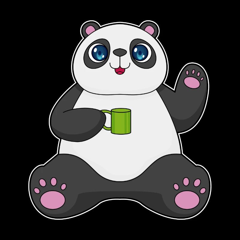 Panda mit Kaffeebecher
