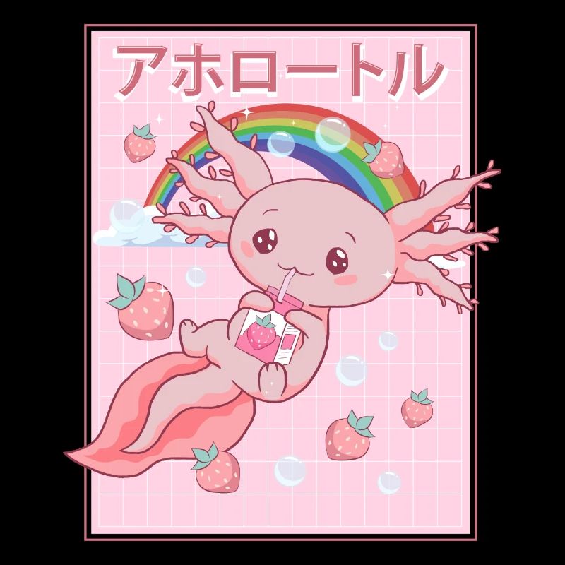 Kawaii Axolotl Erdbeermilch