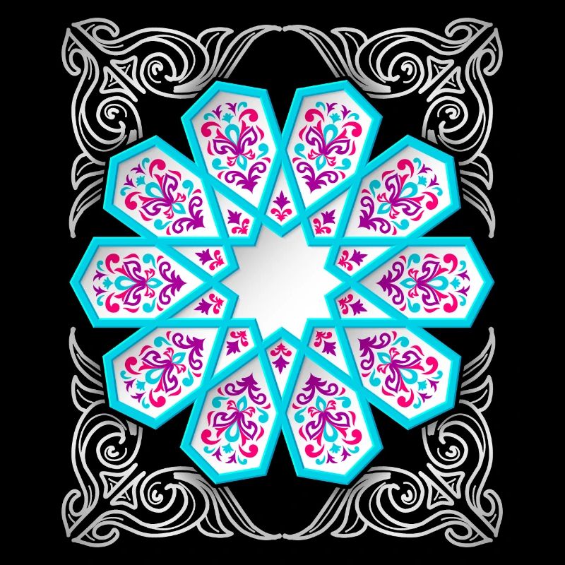 Persian ornament with silver décor in 3D style